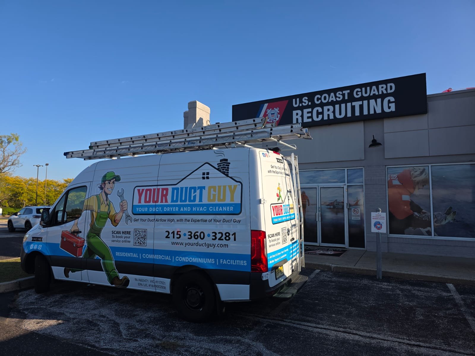 Your Duct Guy van at a U.S. Coast Guard Recruiting office