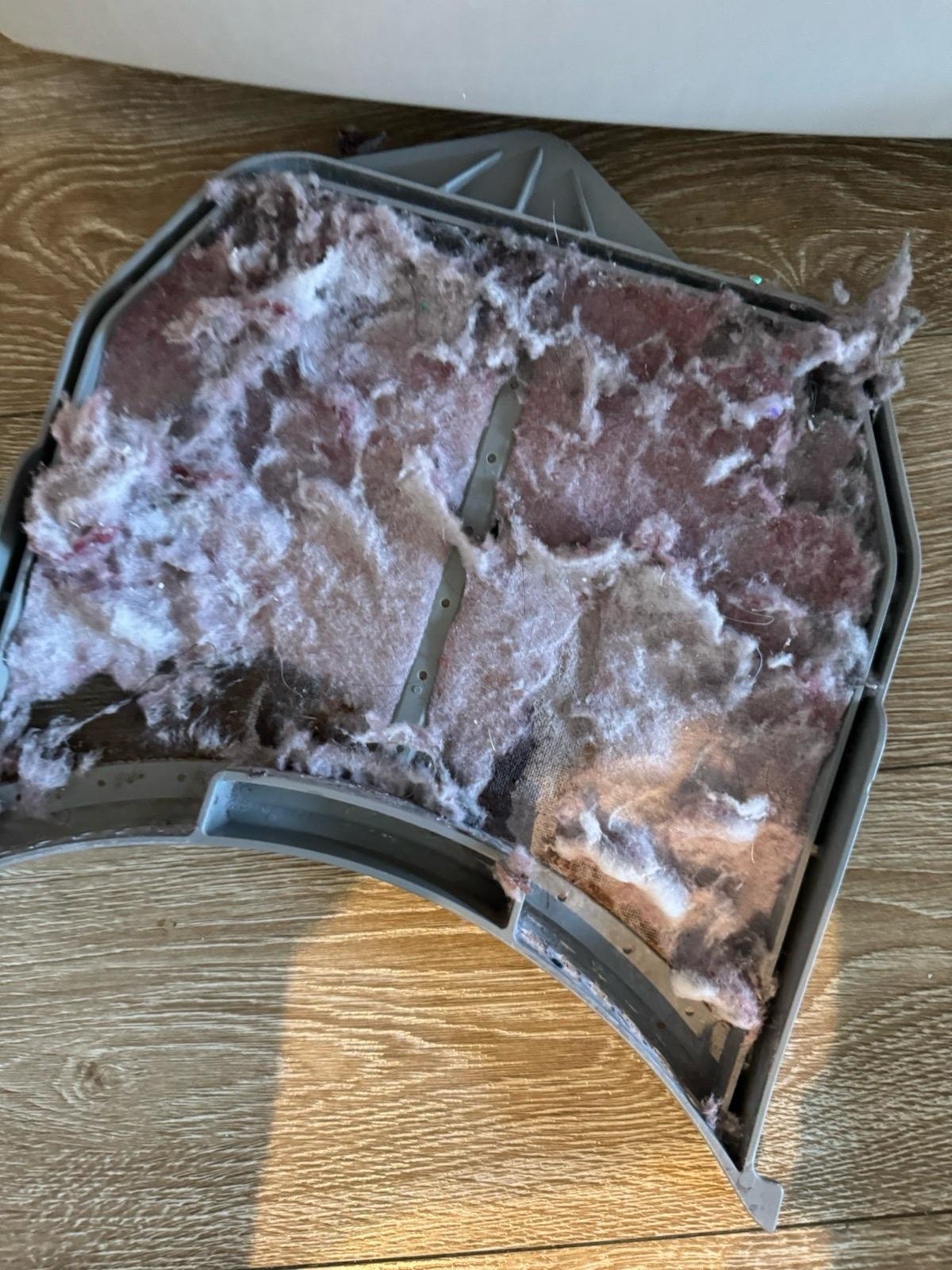 Dryer lint trap completely packed with lint