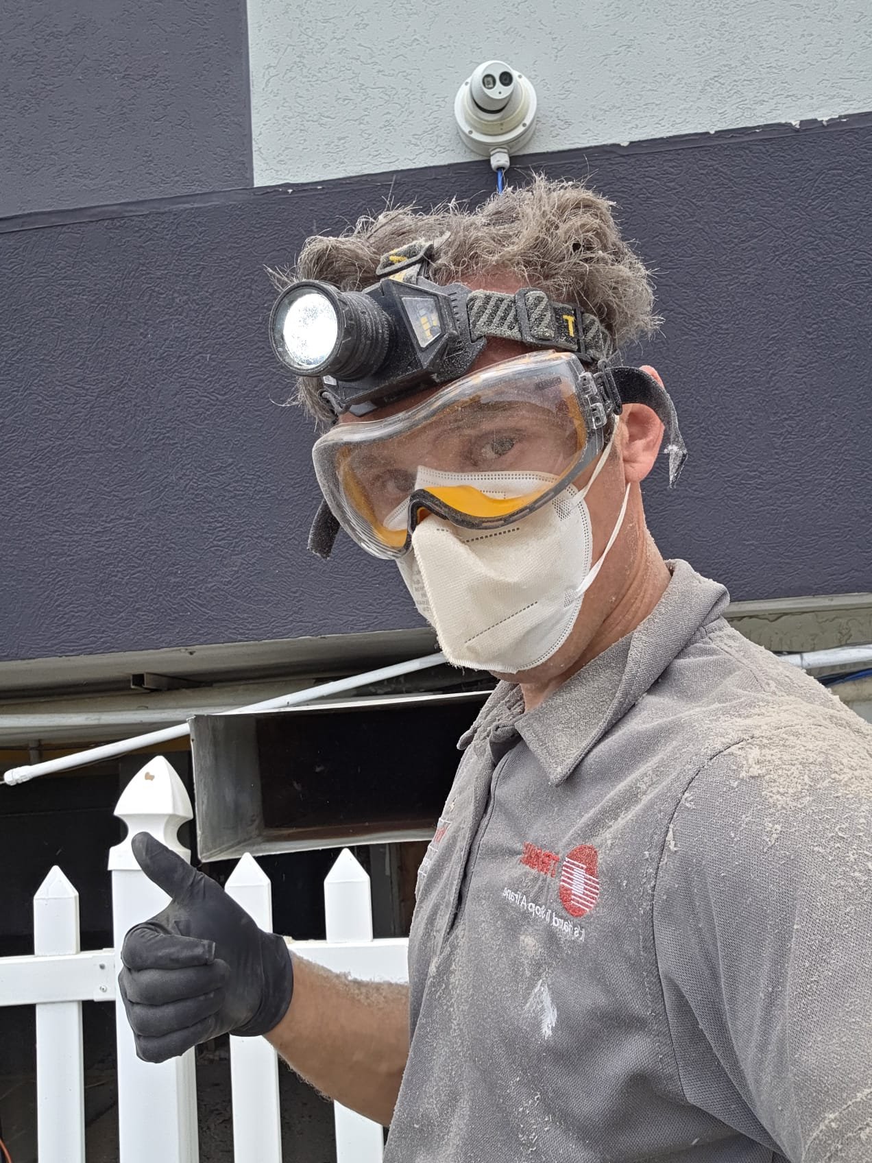 Our techs doing a full outdoor hotel dryer vent cleaning