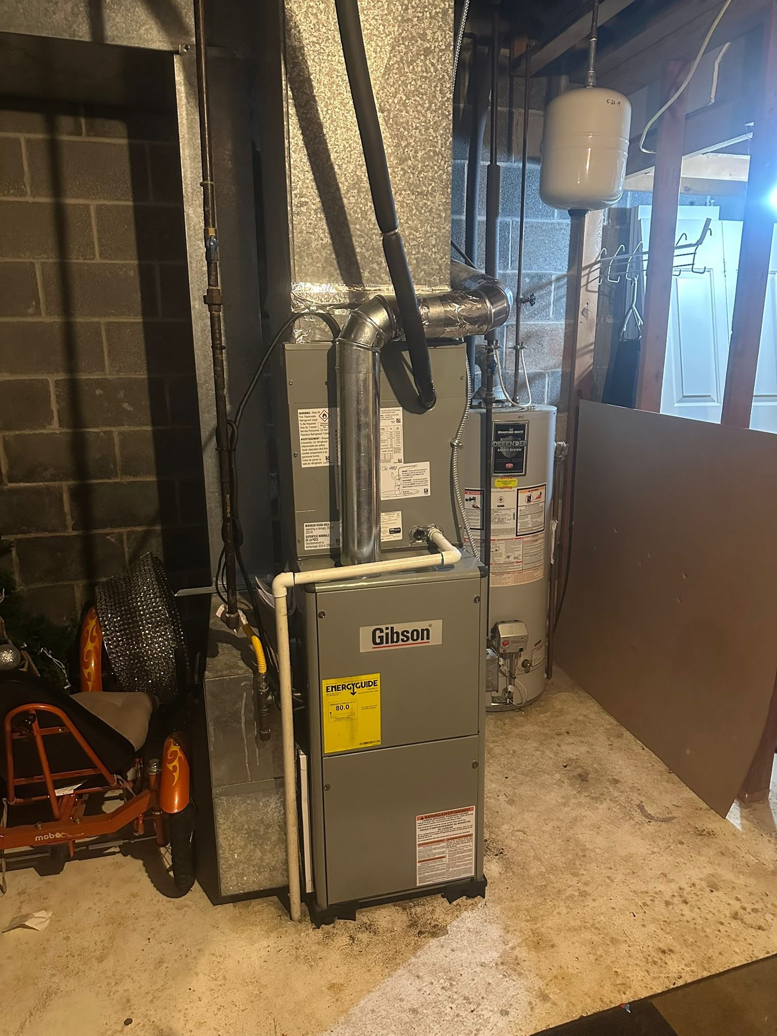 New Gibson furnace installed in a basement