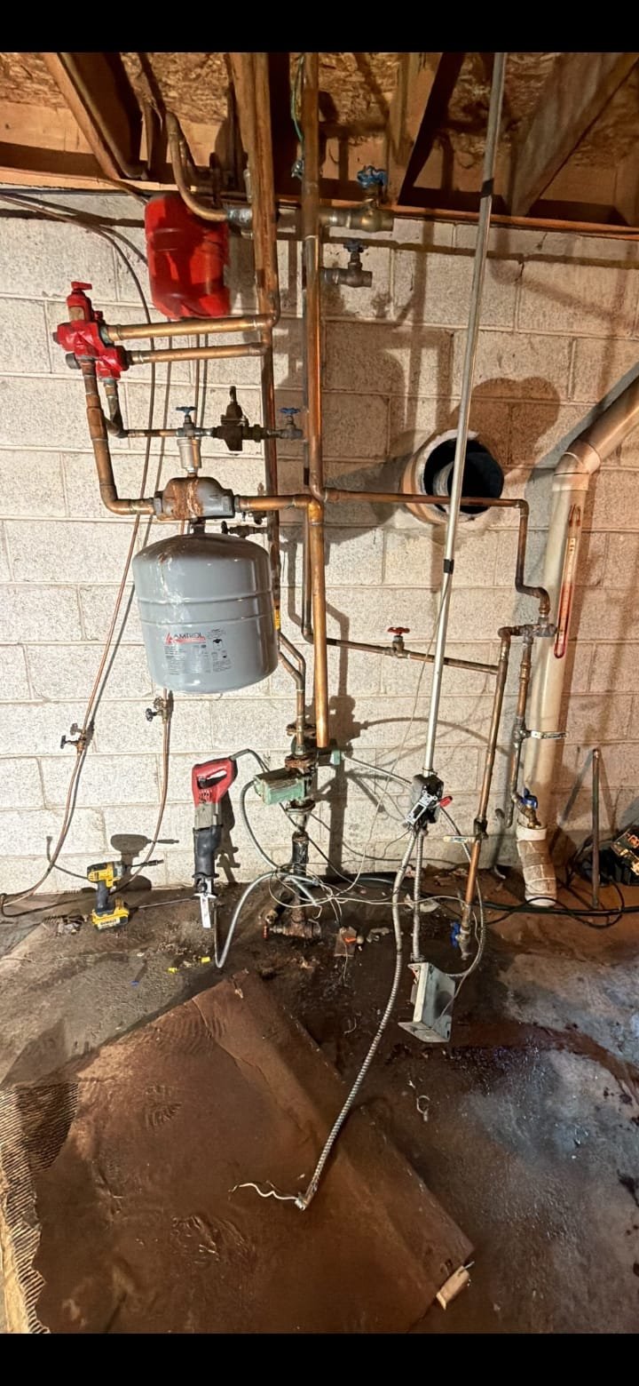 Old boiler torn out, mid-replacement